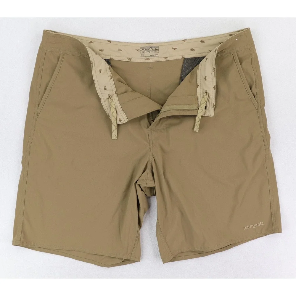 Patagonia Wavefarer Walk Shorts Mens 40 Tan Drawstring Casual Hiking Hybrid